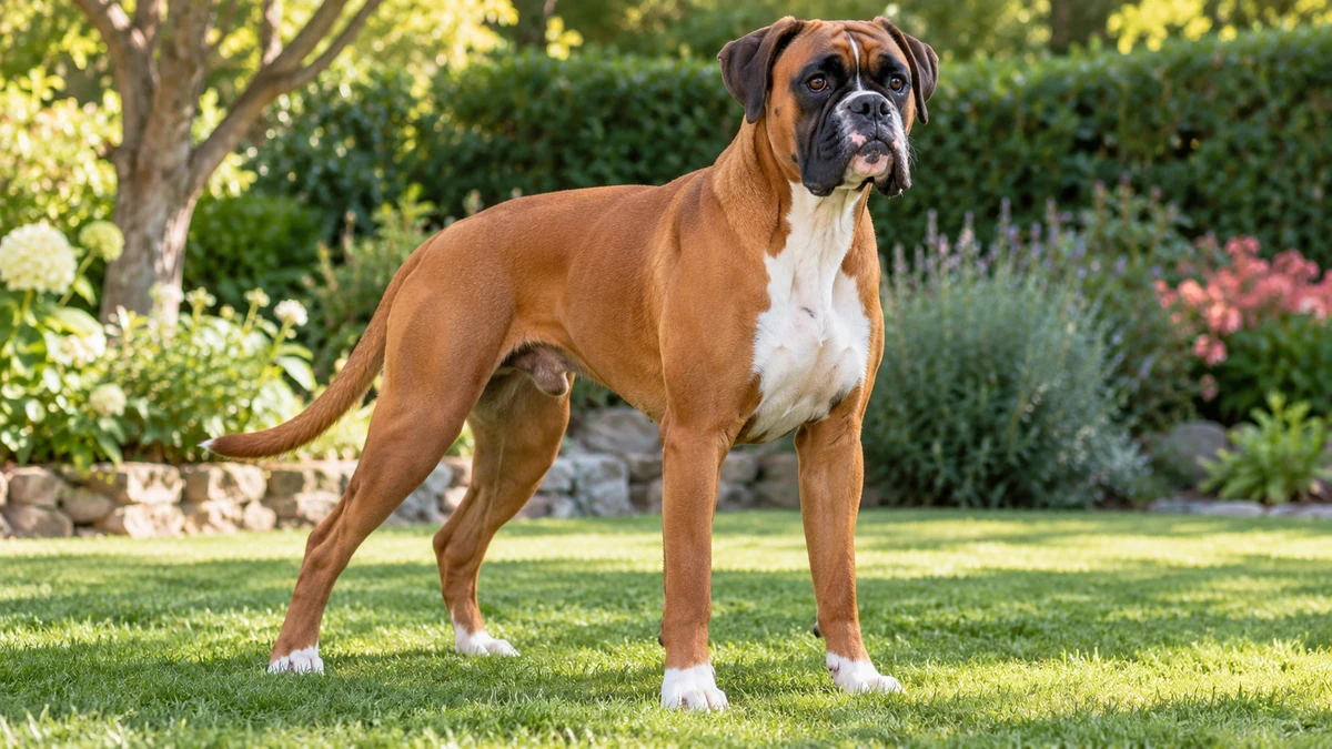 Boxer Köpek köpek — beyaz göğüslü fawn renk