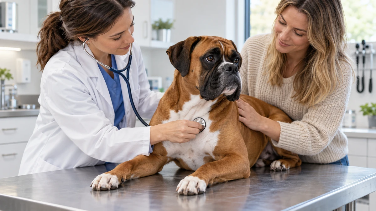 Boxer Köpek köpek — veteriner kontrolü