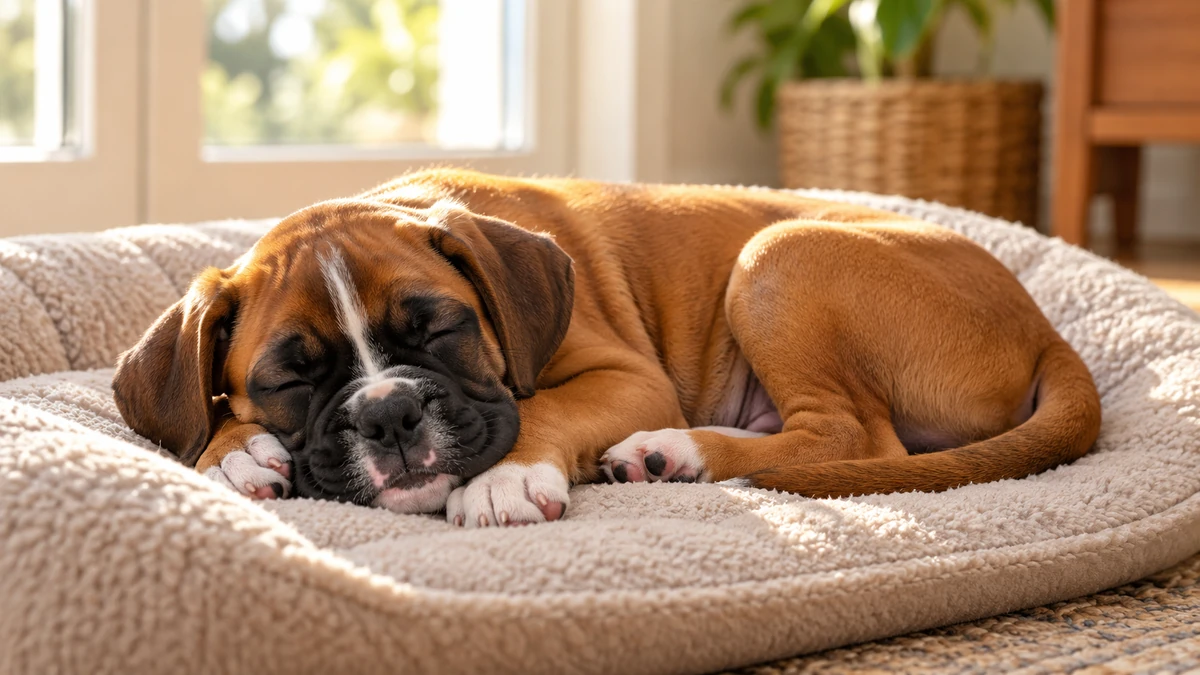 Boxer Köpek ilan — uyuyan Boxer yavru ilan fotoğrafı